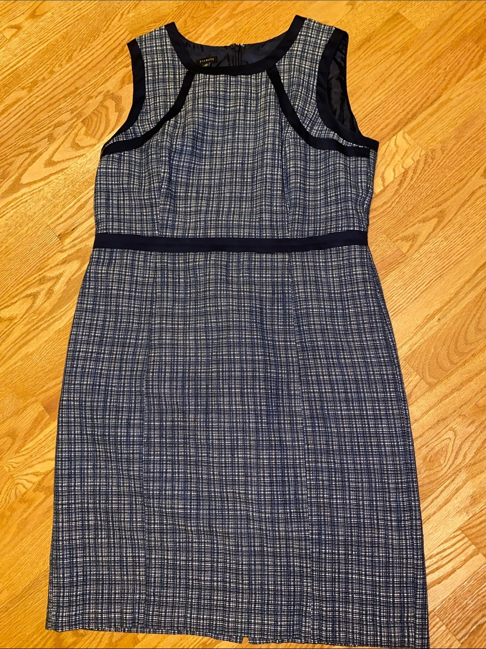 Talbots Navy Tweed Sheath Dress Size 14